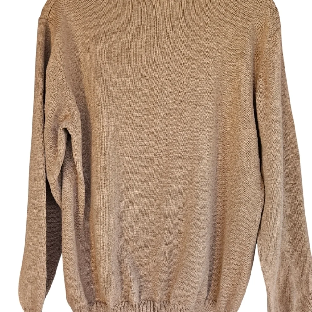 Men's Chaps Tan Knit Classic fot sweater with embroidered logo